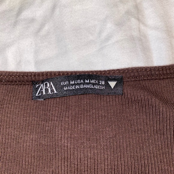 Women’s Zara brown Cinched tie crop top - Picture 4 of 5